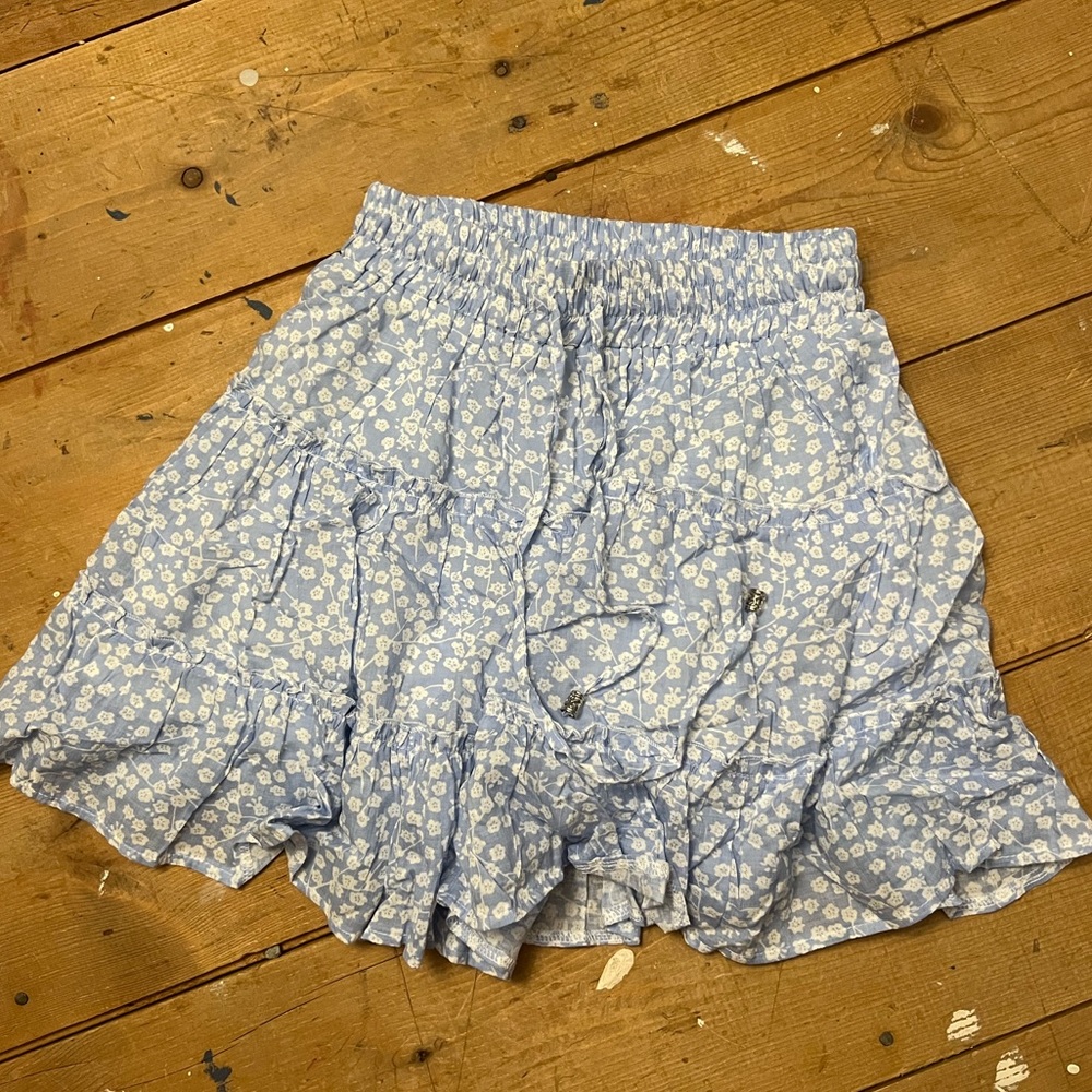 Blue and white floral skirt